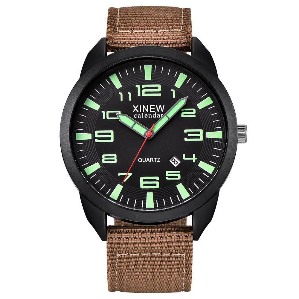 Quartz Horloge met Lichtgevende Wijzerplaat en Datumfunctie