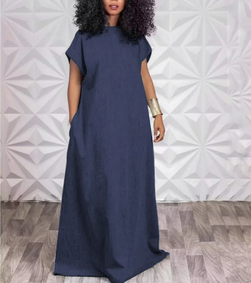 Blauwe Denim Jurk voor Vrouwen Korte Lengte