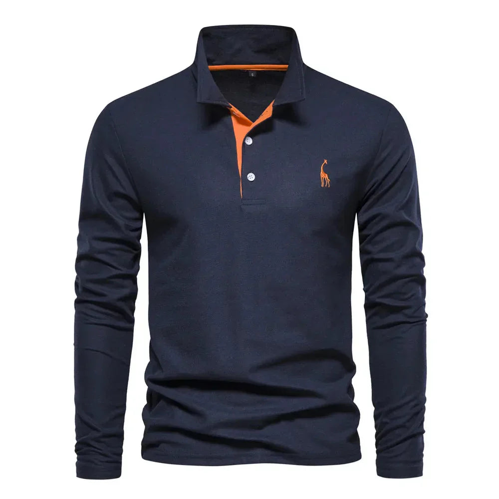 Heren Poloshirt Lange Mouwen Klassiek Stijl