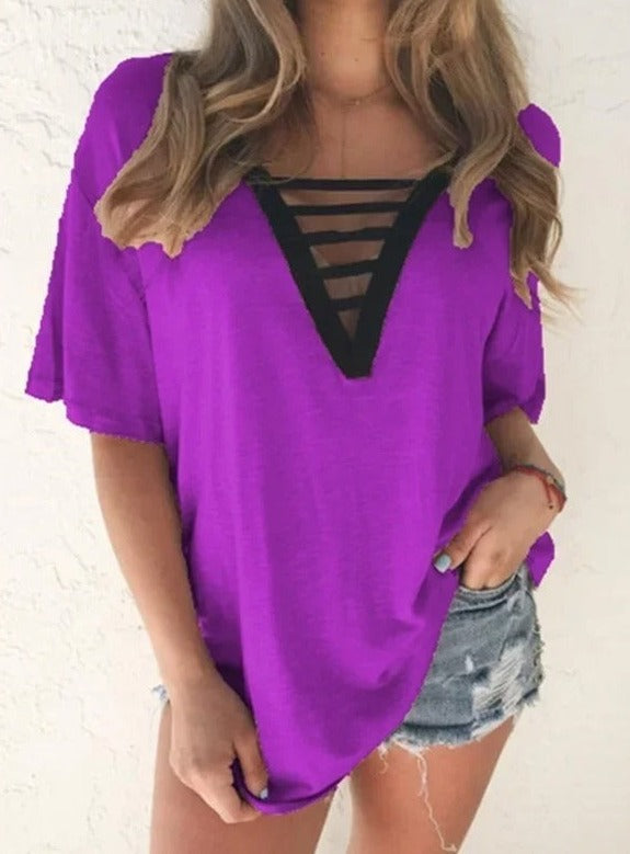 Vrouwelijke Blouse Met V-Hals Elegant Design