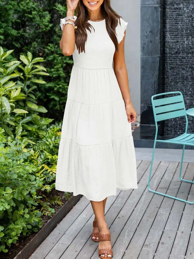 Zomerjurk Ruches Vrouwelijke Taille Jurk