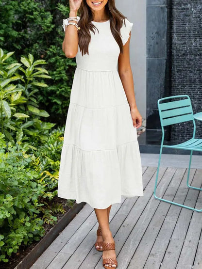 Zomerjurk Ruches Vrouwelijke Taille Jurk