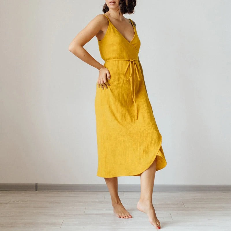 Mouwloze Zomerjurk V-hals Crêpe Jurk voor Vrouw