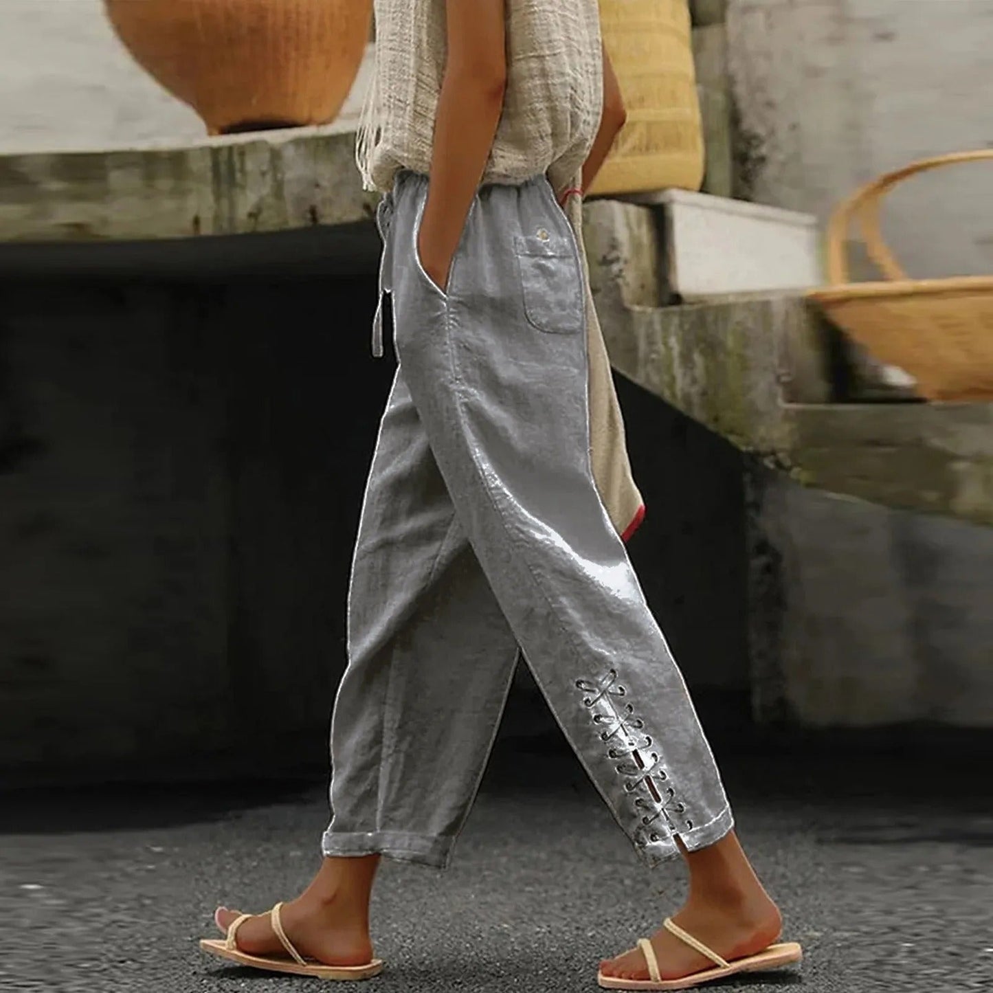Vrouwelijke Baggy Broek Wijde Pijpen Casual Stijl - Mode Vibes