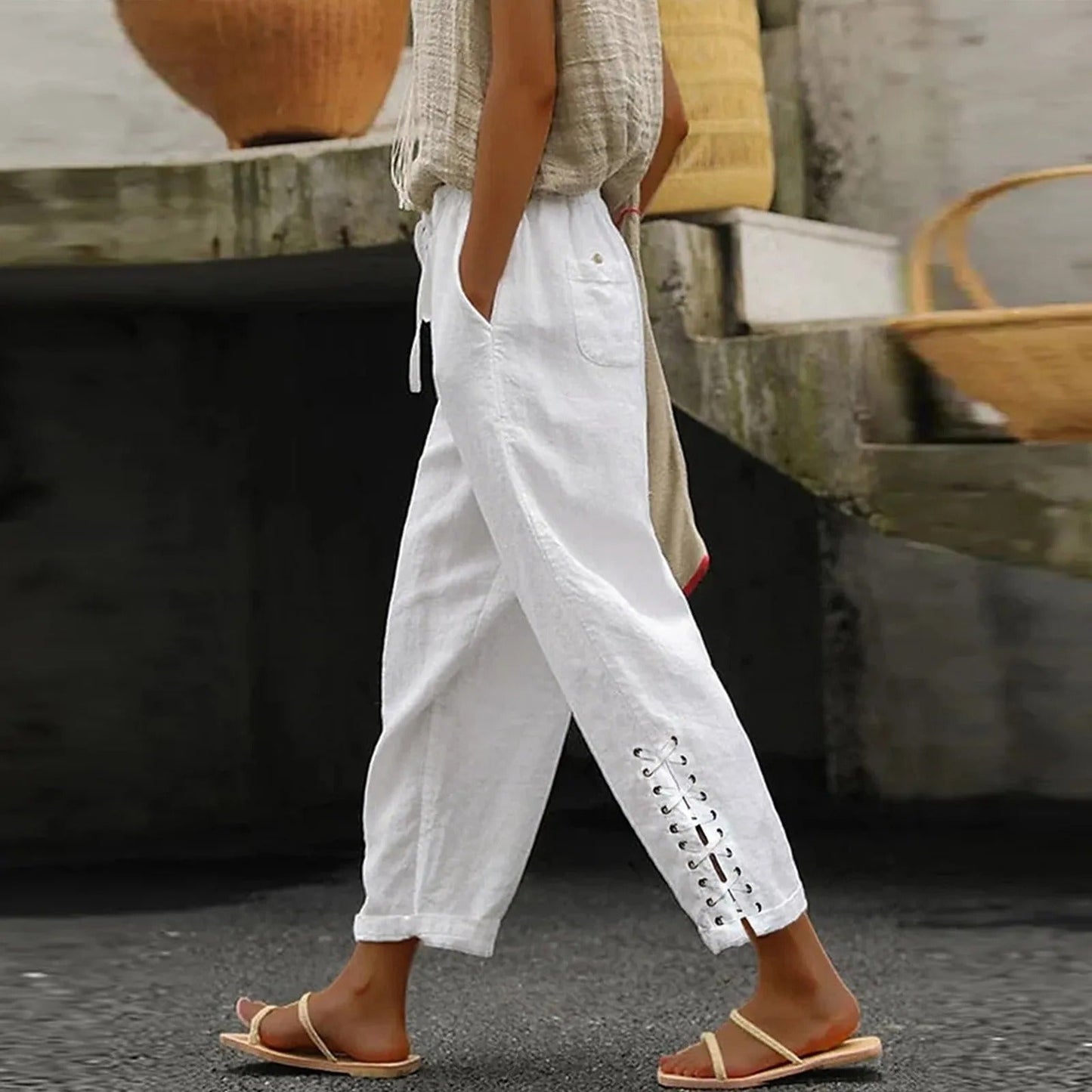 Vrouwelijke Baggy Broek Wijde Pijpen Casual Stijl