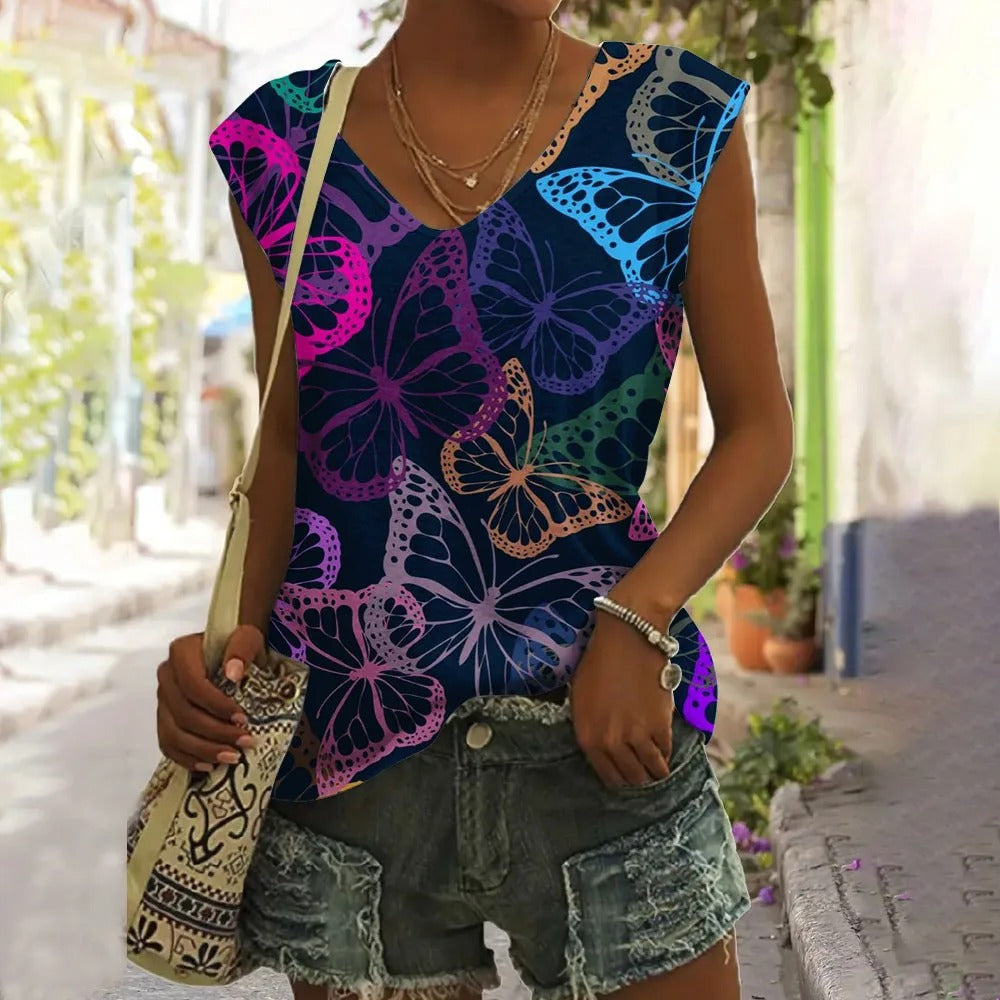 Dames Overhemd Vlinderprint Zomerjurk Stijl