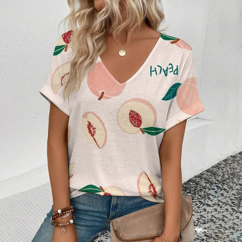 Vrouwen T-shirt Fruitprint Zomerse Dameskleding - Mode Vibes