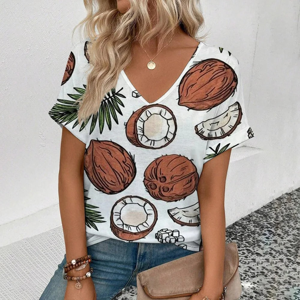 Vrouwen T-shirt met Fruitprint Zomerse Stijl - Mode Vibes