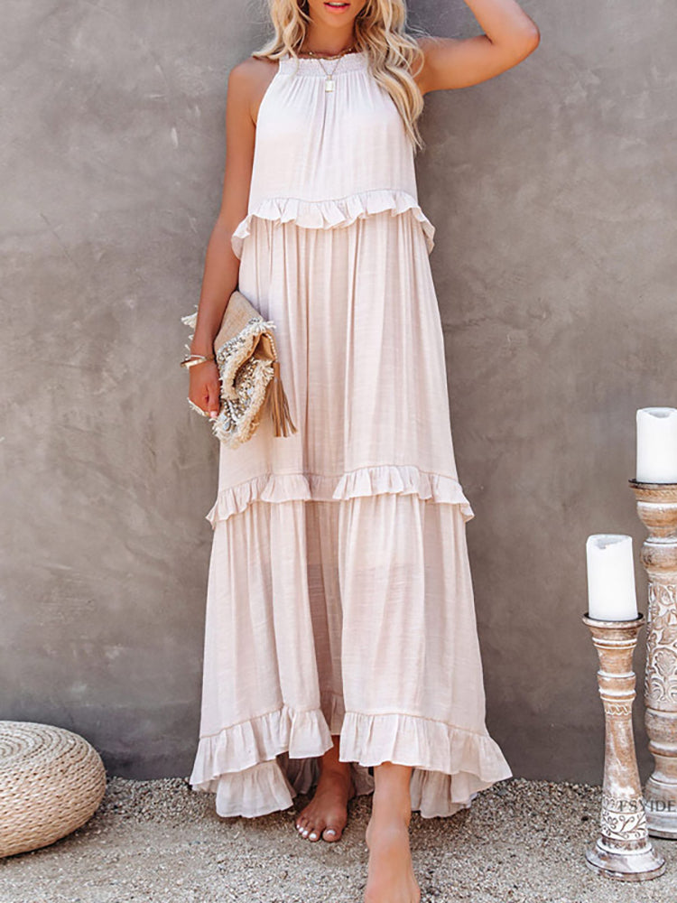 Mouwloze Maxi Jurk Strik Detail Zomerjurk Vrouw - Mode Vibes