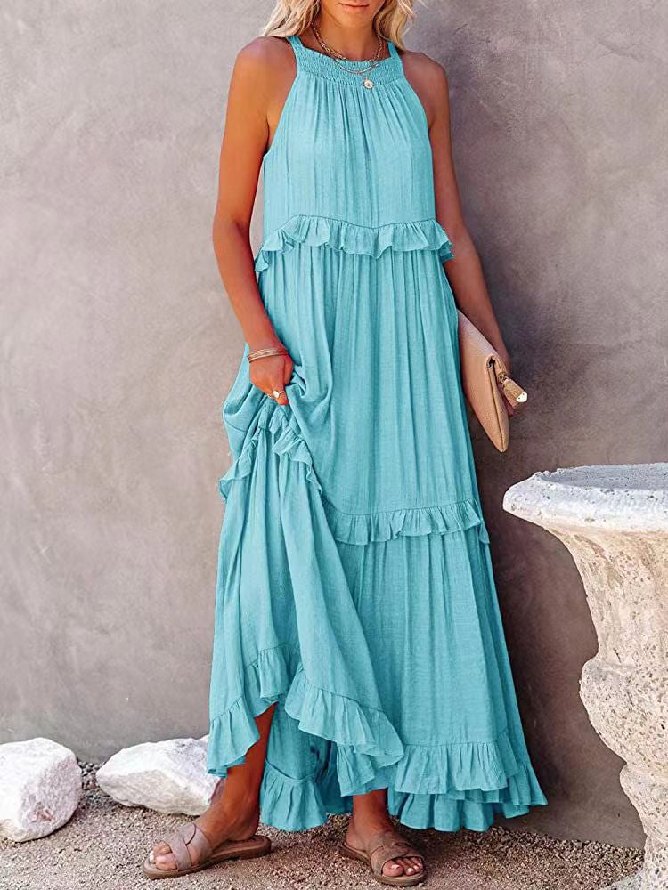 Mouwloze Maxi Jurk Strik Detail Zomerjurk Vrouw