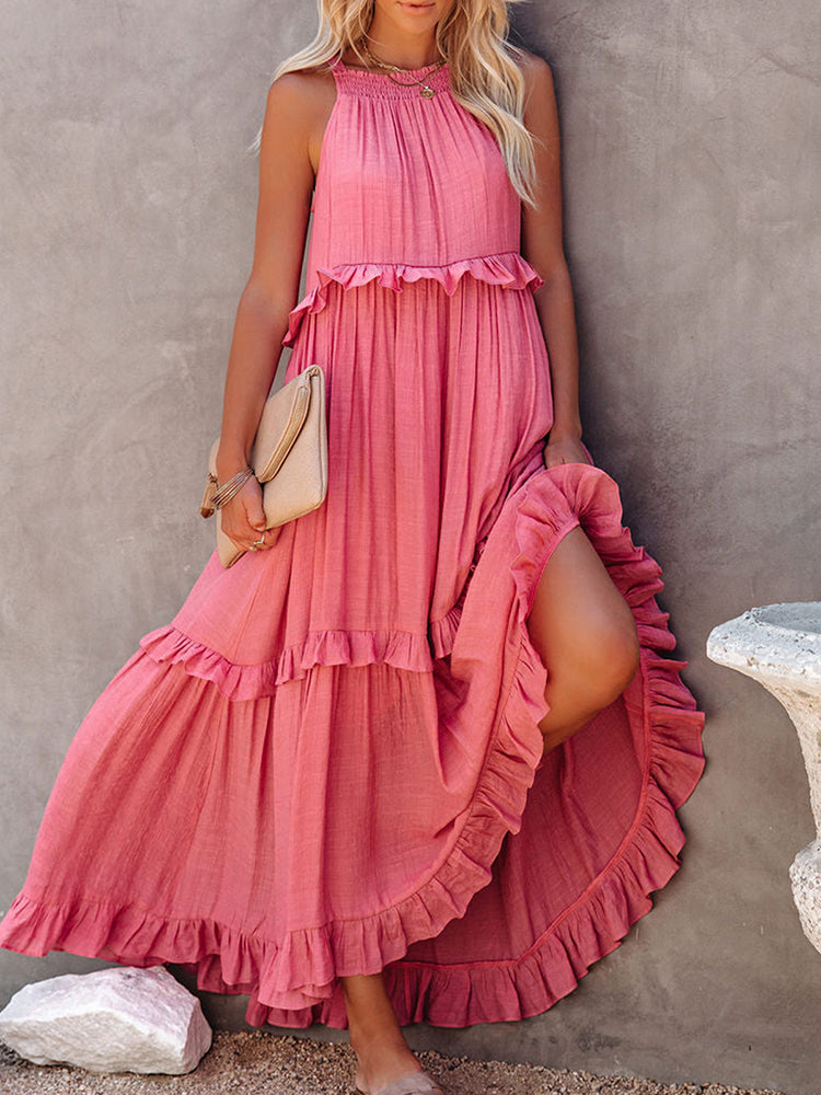 Mouwloze Maxi Jurk Strik Detail Zomerjurk Vrouw
