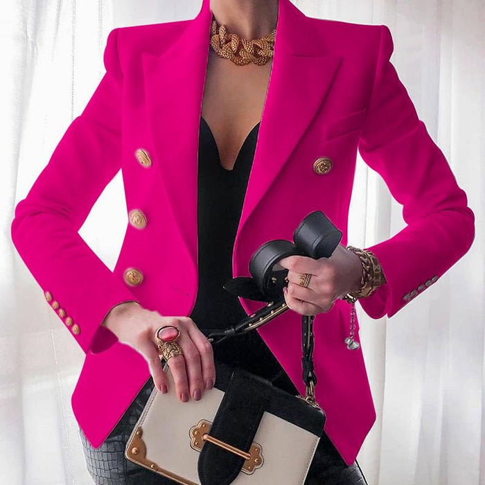 Designer Blazer Getailleerd Met Dubbele Knopenrij Luxe Stof
