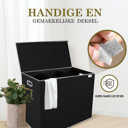 Wasmand met Deksel 3 Vaks Opbergen en Sorteren