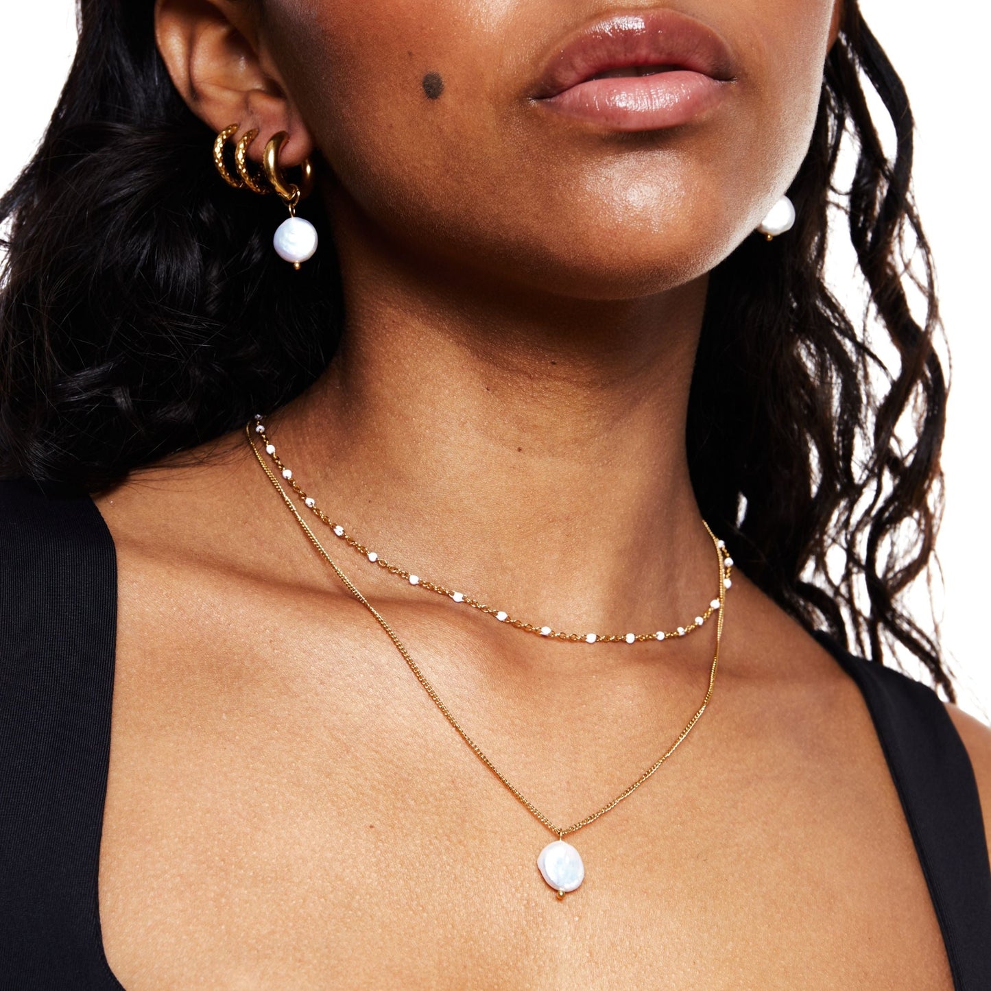 Kralen Choker met Witte Emaille Halsketting