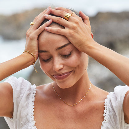 Kralen Choker met Witte Emaille Halsketting