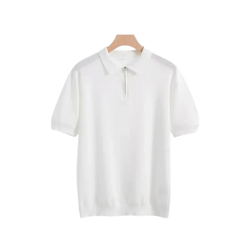 Willem | Lange mouw poloshirt in de kleur Wit voor heren in Smart-casual stijl geschikt voor alle seizoenen.