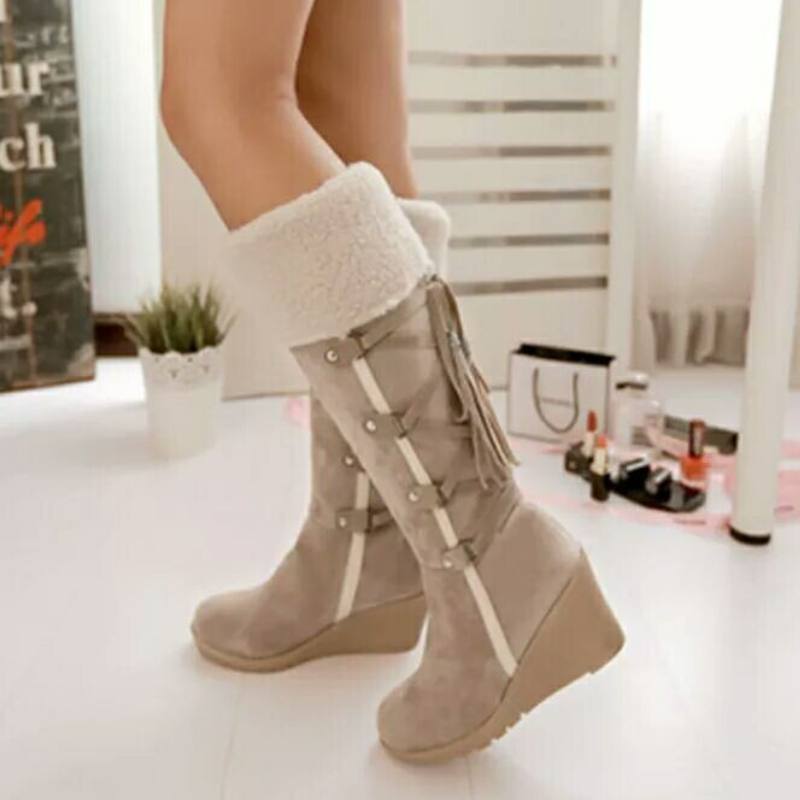 Dames Winterboots met Sleehak Warm en Stijlvol - Mode Vibes