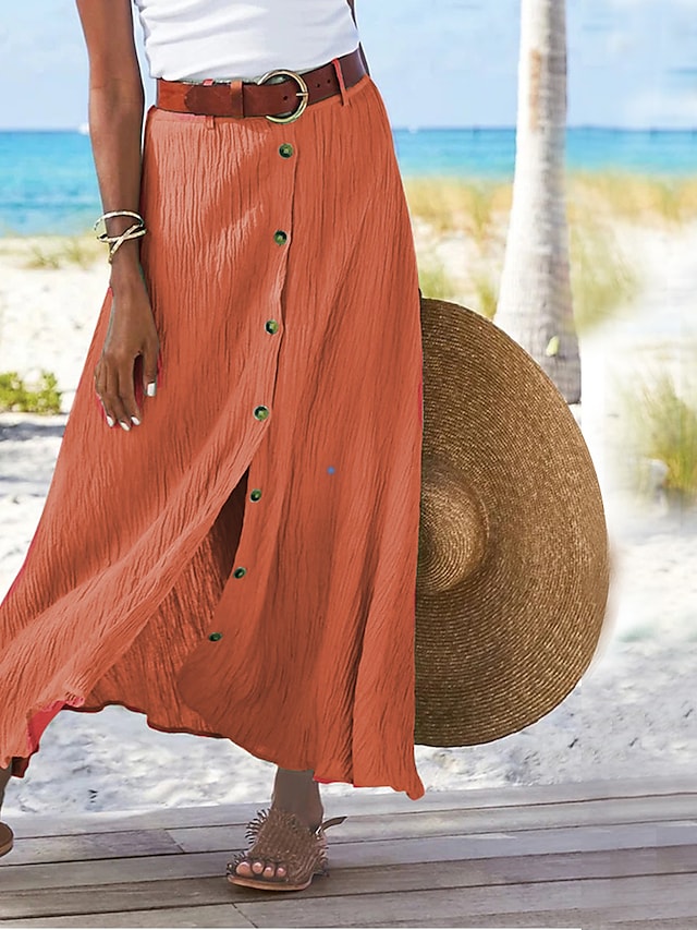 Lange Maxi Rok van Linnen voor Vrouw - Mode Vibes
