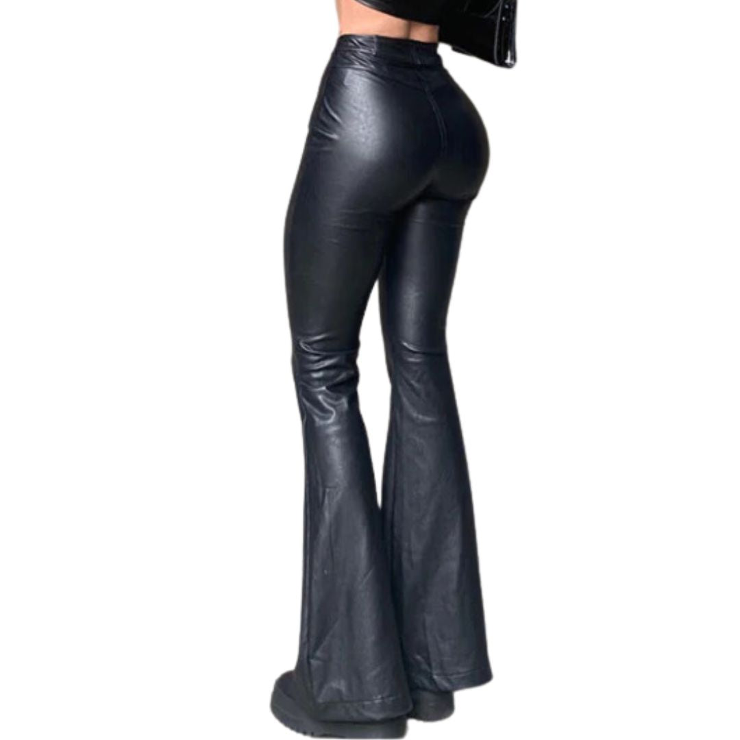 Flared Leer Broek Margarette Mode