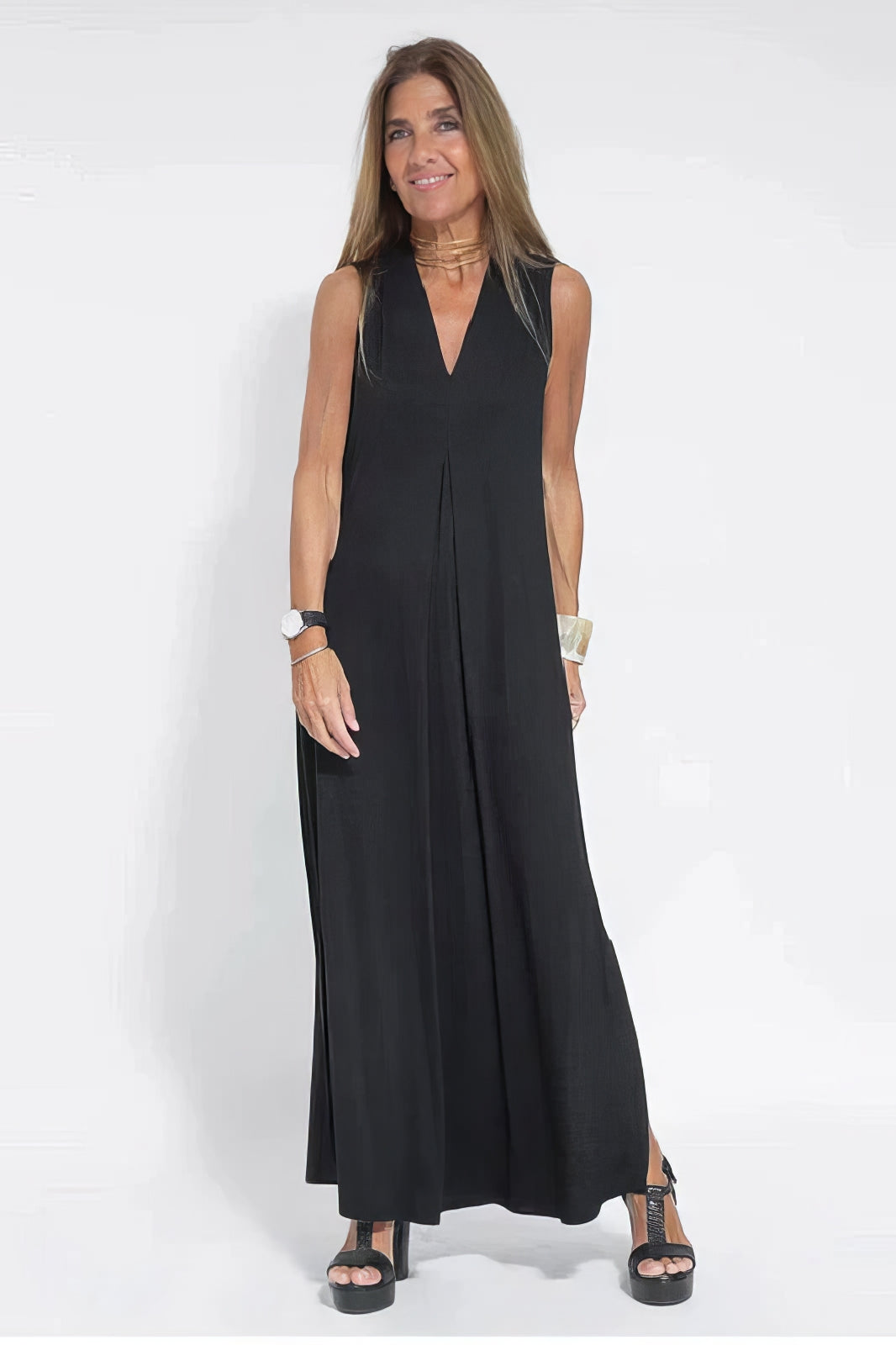 Ava – Elegante lange jurk met cardigan set