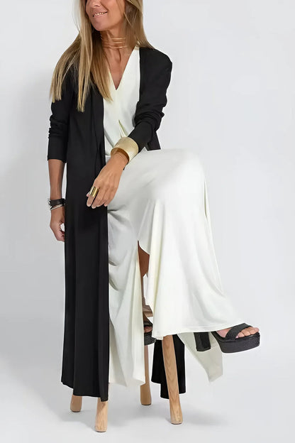 Ava – Elegante lange jurk met cardigan set