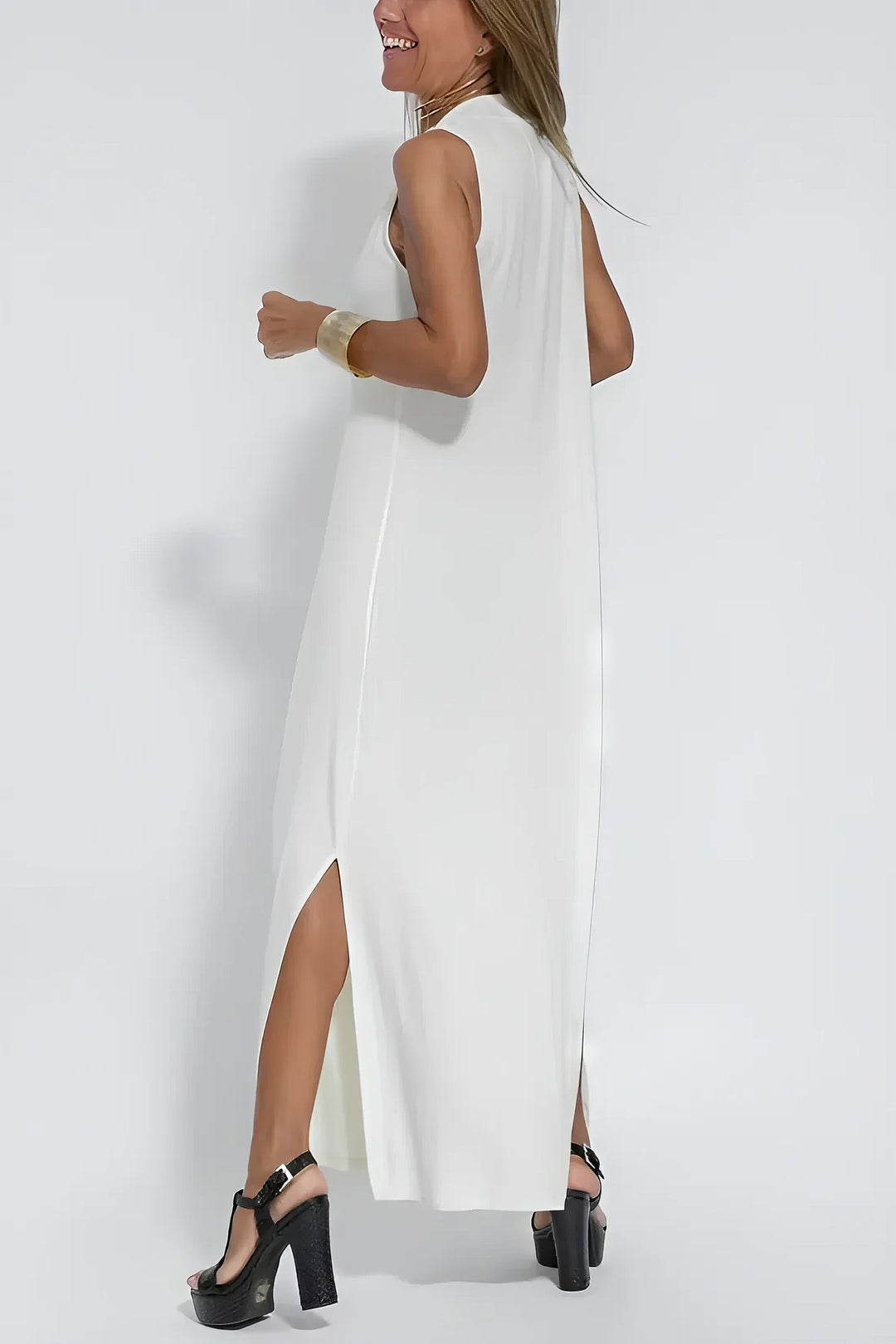 Ava – Elegante lange jurk met cardigan set