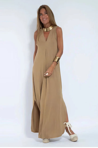 Ava – Elegante lange jurk met cardigan set