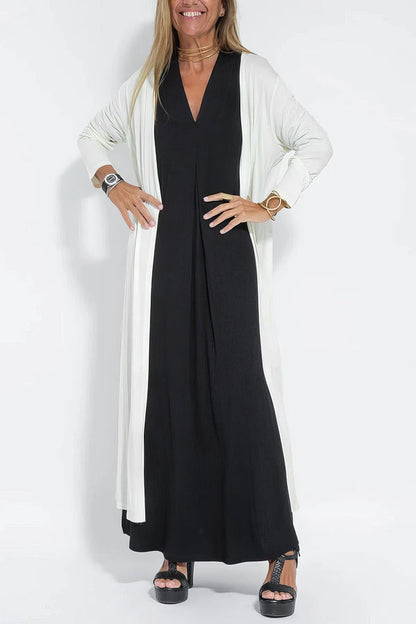 Ava – Elegante lange jurk met cardigan set
