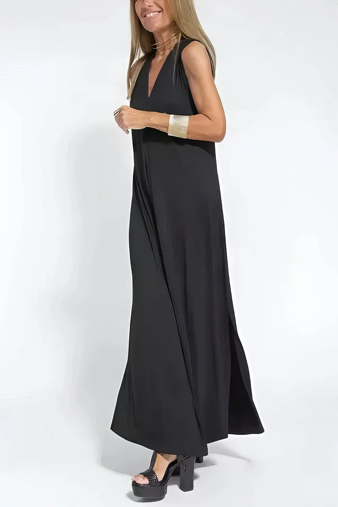Ava – Elegante lange jurk met cardigan set