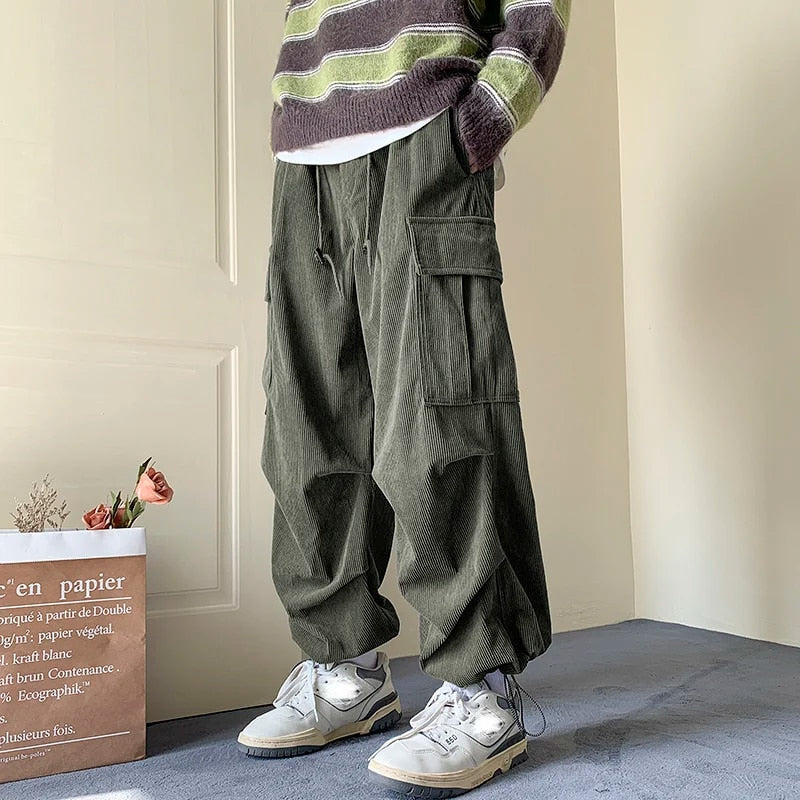 Herens Cargo Broek Corduroy Baggy Stijl - Mode Vibes