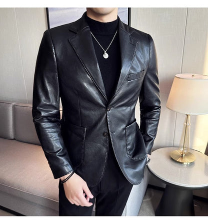 Leren Blazer Heren - Stijlvolle Leren Jas - Mode Vibes