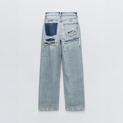 Hoge Vintage Ripped Jeans voor Dames