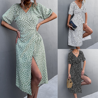 Zoë | Stijlvolle midi-jurk in de kleur Groen voor dames in stijl ideaal voor de lente.