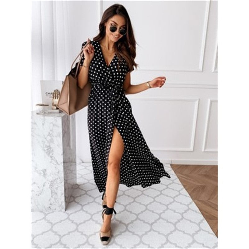 Bohemian Jurk Maxi Lengte met Diepe Split - Mode Vibes