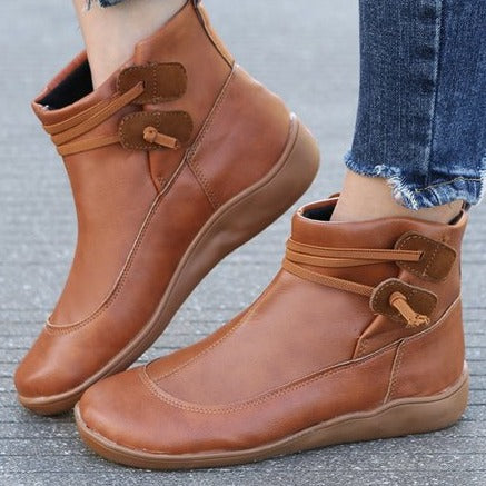 Enkellaars met Riempjes Lori Stijlvol Leer - Mode Vibes