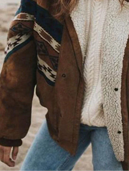 Warme Pluchen Winterjas Retro Stijl voor Dames